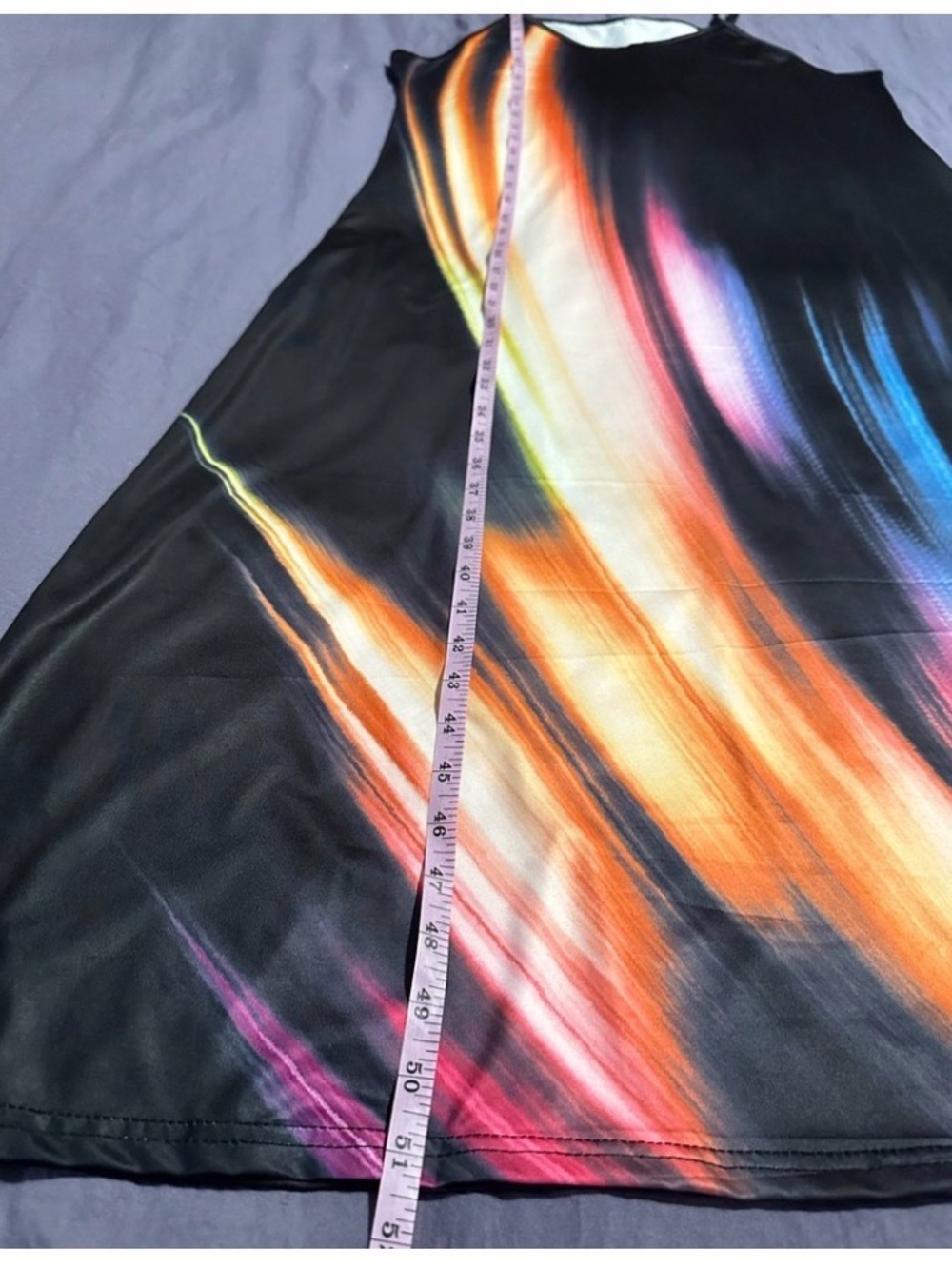 Black Maxi Dress with Multicolor Brushstroke Print - Picture 6 of 7